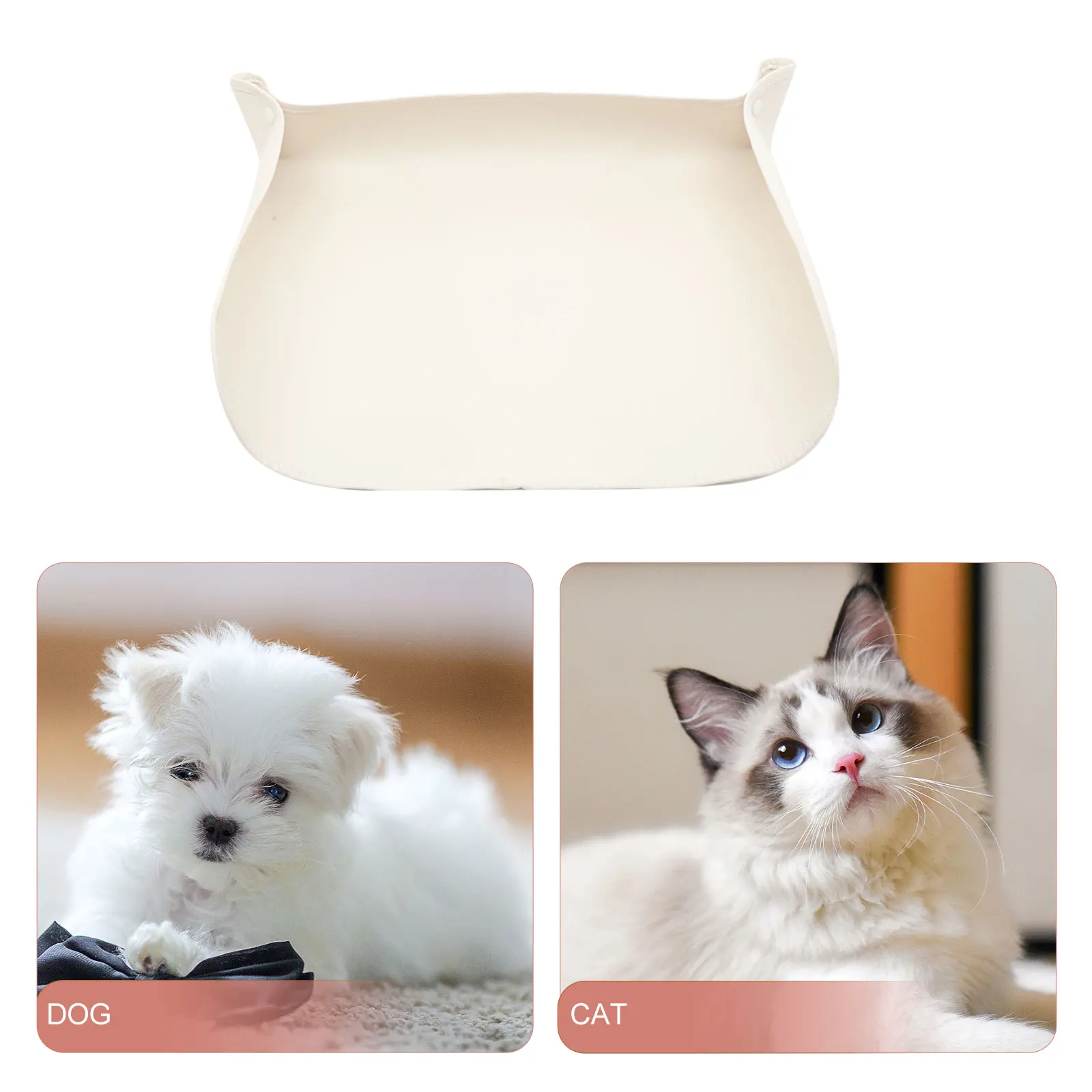 

Pet Placemat Cat Water Mat Food Bowl Dog Feeder Stainless Pu White Kitten Supply