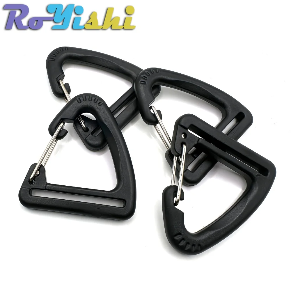 5-100 Pcs Plastic Triangle Carabiner Spring Quickdraws Buckles Clip Hook Keychain Backpack Camping Hiking Outdoor Accessories