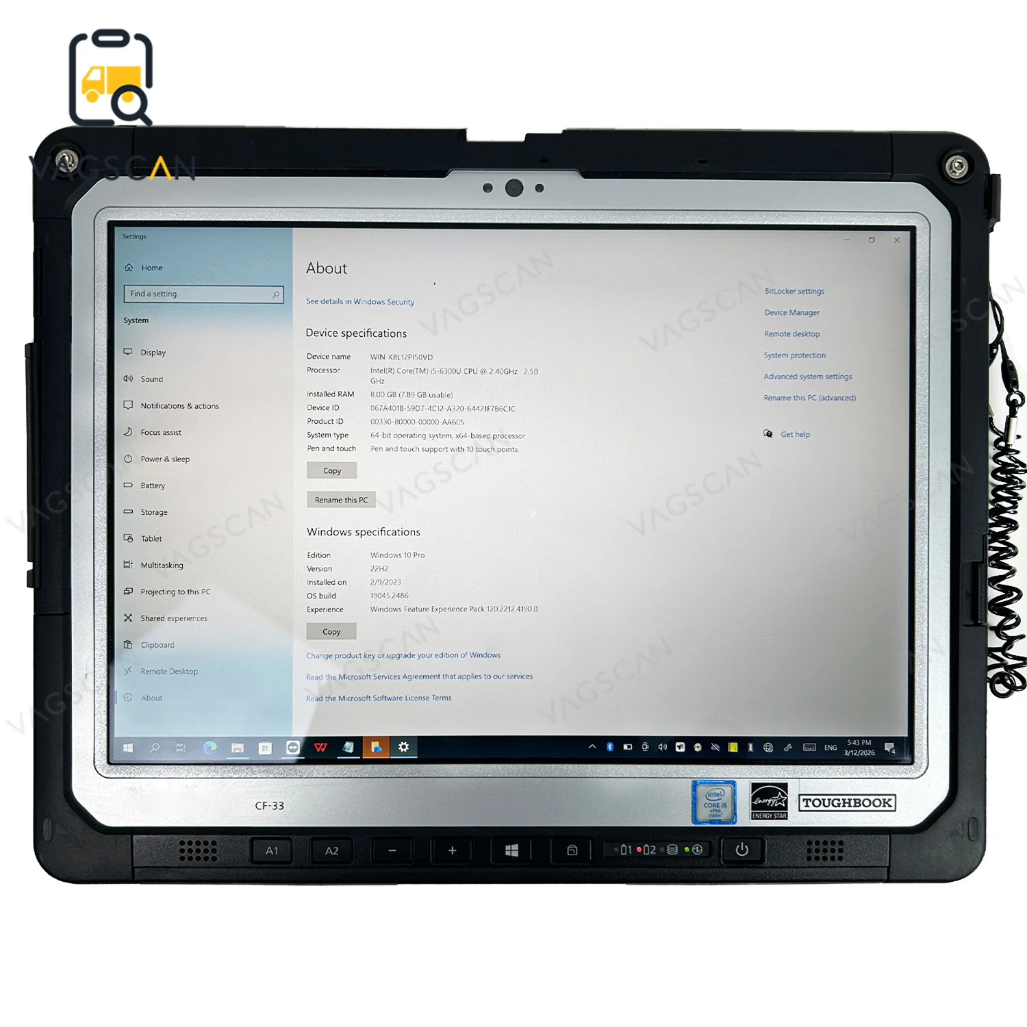 

Прочный планшет Toughbook CF33 I7 7600 16 ГБ ОЗУ, CF-33 I5 7300 8 ГБ, 12-дюймовый сенсорный экран 2K, портативный ПК для автодиагностики
