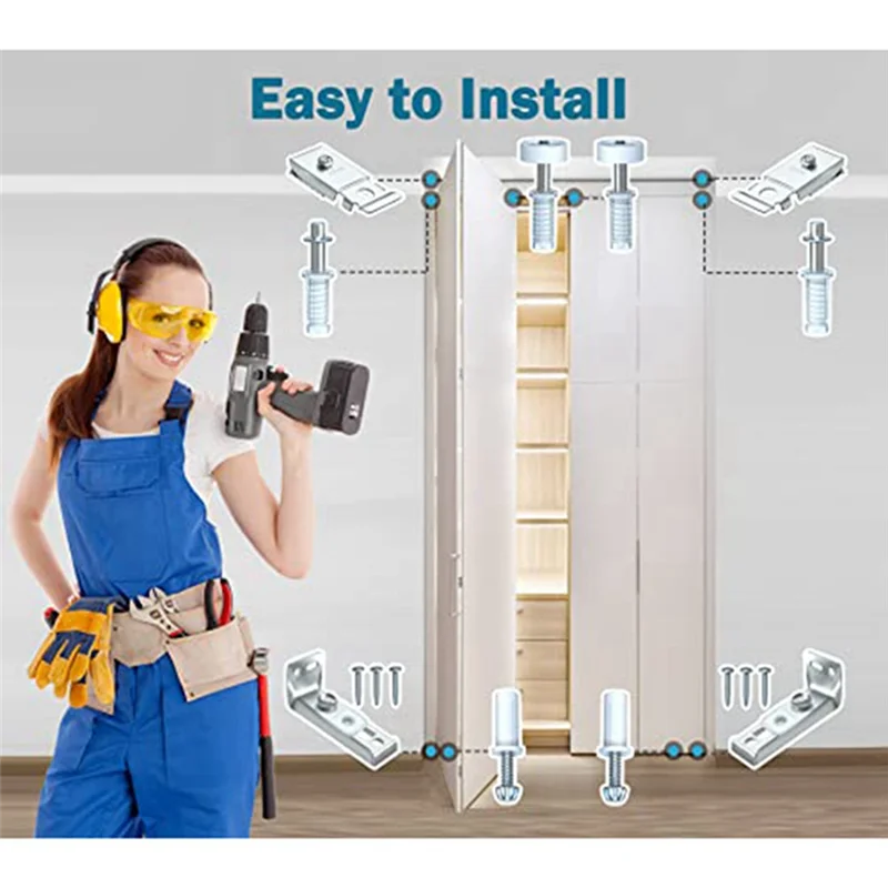 A43F-4 Stuks Bifold Deur Hardware Reparatieset Schuifkast Deur Kit Opvouwbare Zakdeur Onderdelen Set