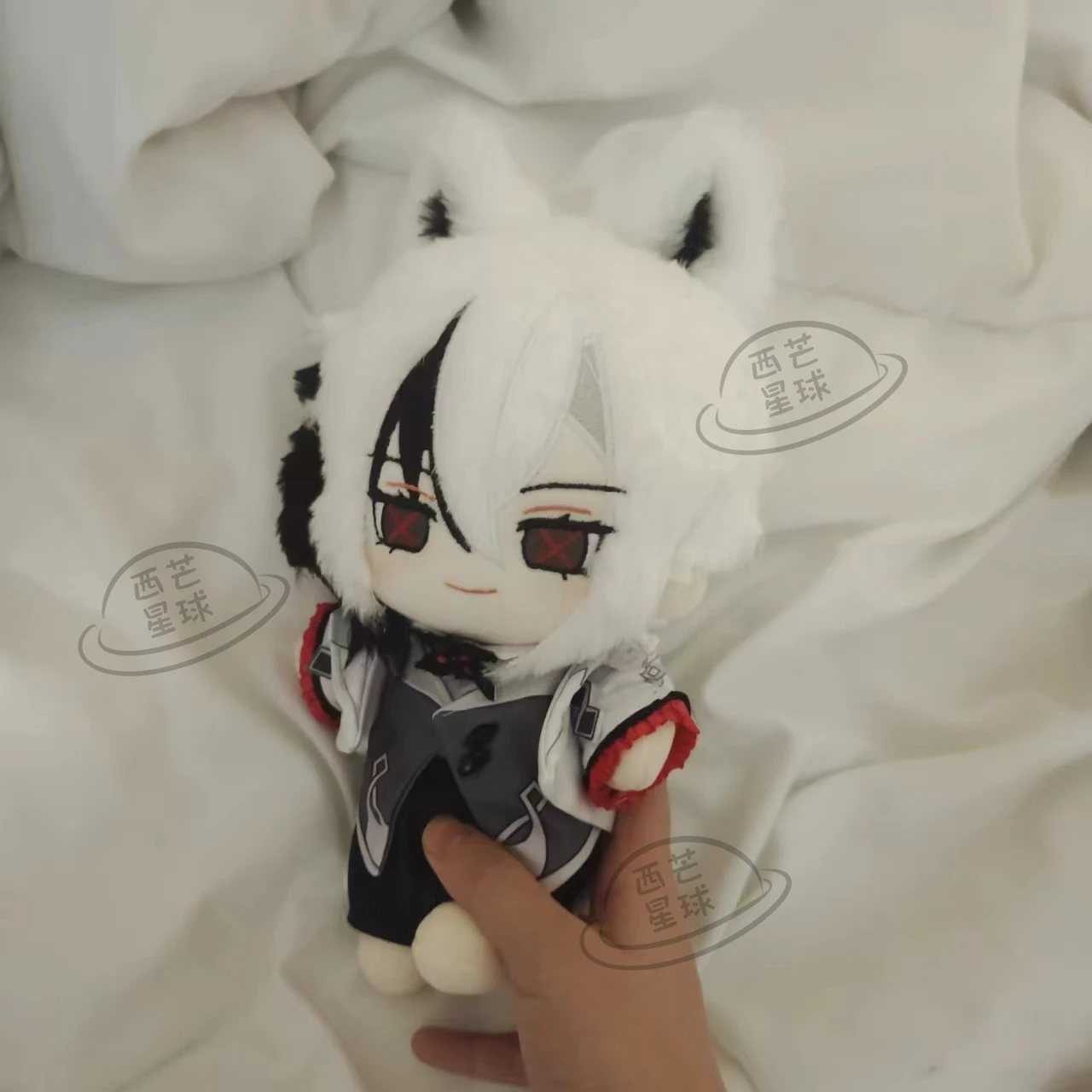 20cm Anime  Attribute Genshin Impact Arlecchino Fox Ears  Plush Doll Cotton Body Dress Up  Handsome Clothes Outfit Stuffed