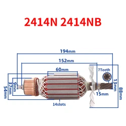 Rotor Armature Anchor Replacement for Makita 2414B 2414NB 2414S 7Teeth Steel Machine Cutter Accessories