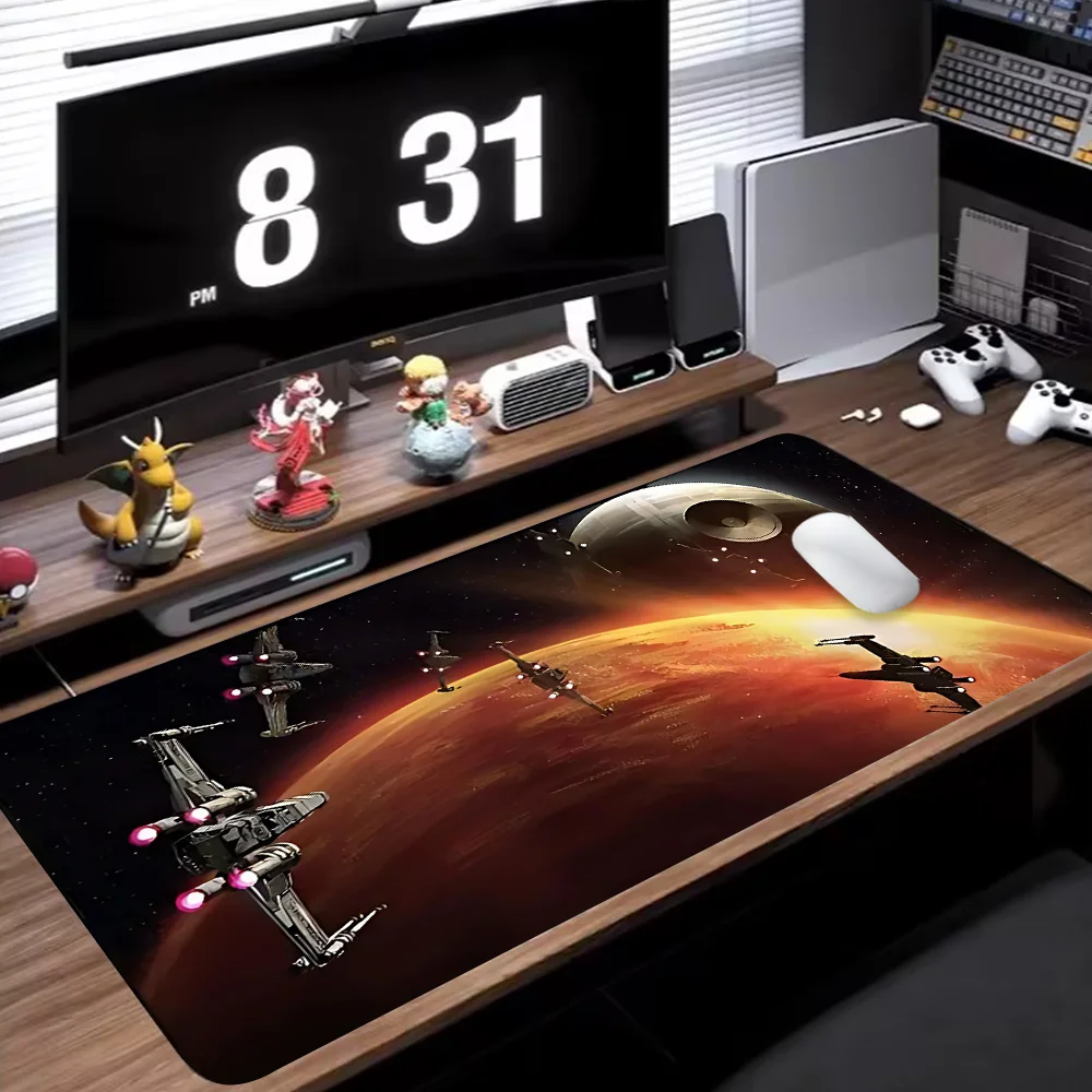 Spacecraft Pattern Mouse Pad Large Gaming Desk Pad With Stitched Edge Non-Slip XL Mousepad Rubber Base Desk Pad for Office