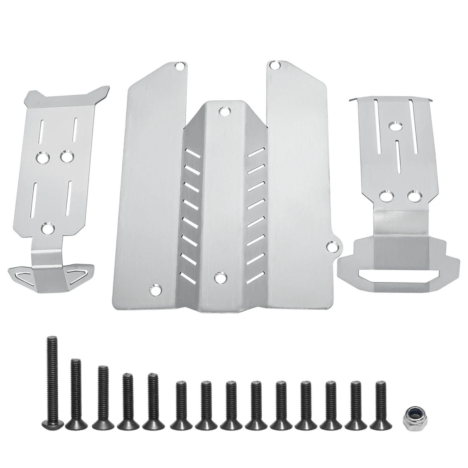 Kit de proteção do chassi da placa antiderrapante de aço inoxidável OKHL para 1/16 Traxxas Mini Maxx 107154-1 e Mini XRT 108076-1 Peças de atualização