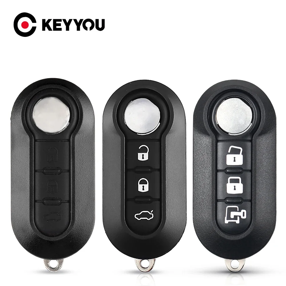 KEYYOU 3 pulsanti Flip Remote Car Key Shell Fob Case per Fiat 500 500L Punto Florino Doblo Qubo Punto Evo Grande Punto