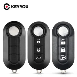 KEYYOU 3 Buttons Flip Remote Car Key Shell Fob Case For Fiat 500 500L Punto Florino Doblo Qubo Punto Evo Grande Punto