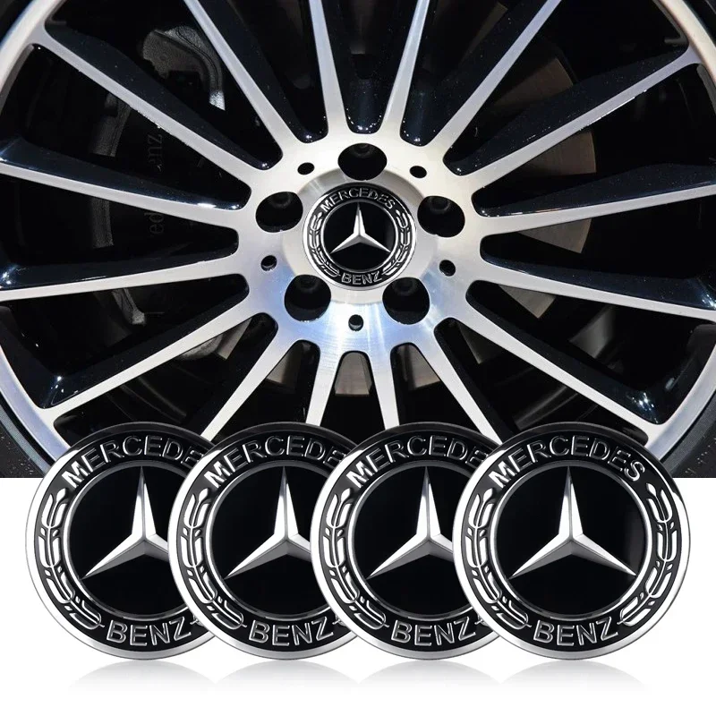 4Pcs 56mm Car Styling Wheel Hub Cap Stickera Car Refit Accessories for Mercedes Benz Amg W205 W211 W204 W212 W213 W203 W176 W221