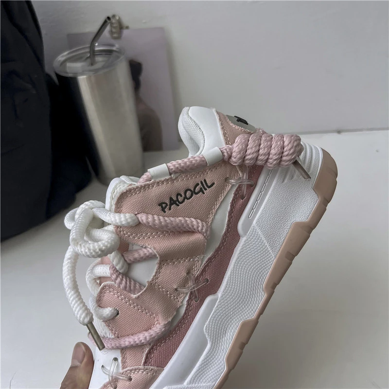 2024 Candy Color Fashion Women Chunky Walking Sneakers Platform Casual Men Sports Shoes Comfortable Couple Vulcanized Zapatillas