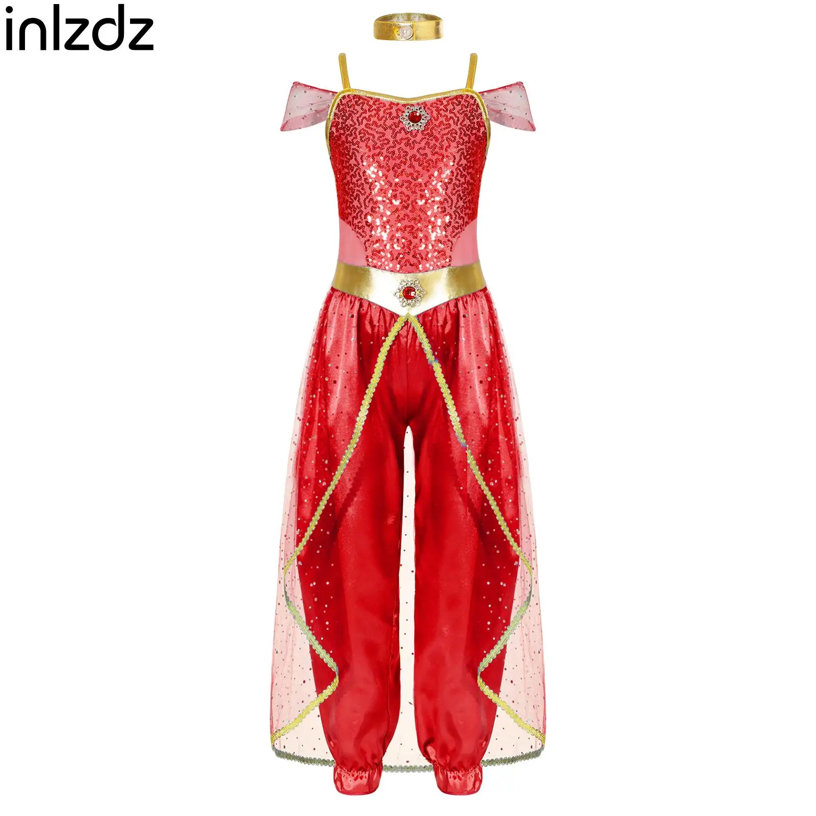 

Teen Girls Jasmine Costume Halloween Arabian Princess Cosplay Costume Belly Performance Dancewear for Birthday Party Fancy Dress