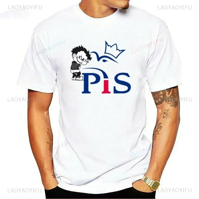 PIS Prawo I Sprawiedliwosc Koszulka T-shirt Men Short Sleeve T-shirt Vintage Casual Graphic T Shirts Men Women Clothing