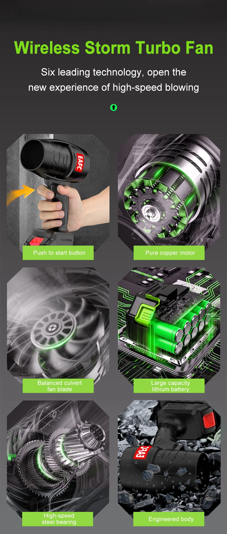 EAFC Vielseitiges Luftpistolen-Werkzeug: EAFC Violent Air Gun zum Blattschneesentfernung und Staubreinigung, 21-V-Batterie, stufenlose Geschwindigkeit – Detail 3