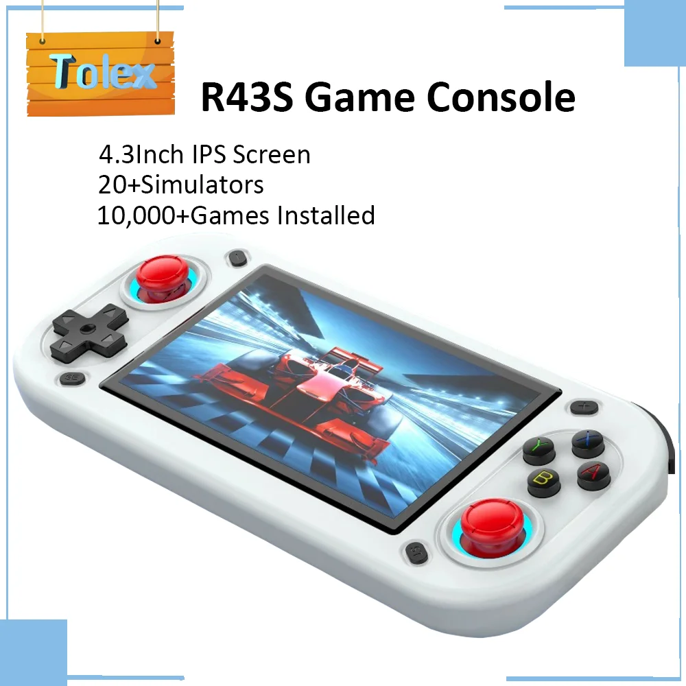 Tolex R43S لعبة وحدة التحكم 4.3 بوصة IPS شاشة مفتوحة المصدر نظام لينكس 20 + أجهزة المحاكاة HD الناتج ريترو لعبة فيديو وحدة التحكم الصبي الهدايا #1