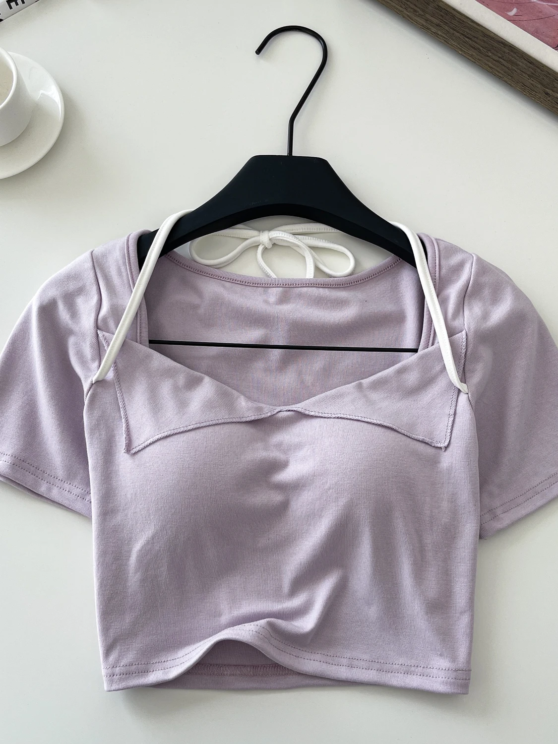 

Pure Desire Spicy Girl Design Квадратный воротник ter Ne ort Sve Футболка женская летняя с накладкой на грудь Slim Fit ort Lengt...