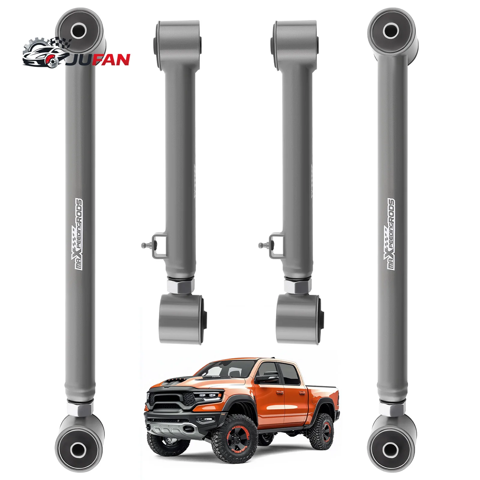 MaXpeedingrods 4 Pcs Steel Adjustable Rear Lower Upper Control Arm 0-6" Lift Powder Coated for 2009-2024 for 1500 Gladiator