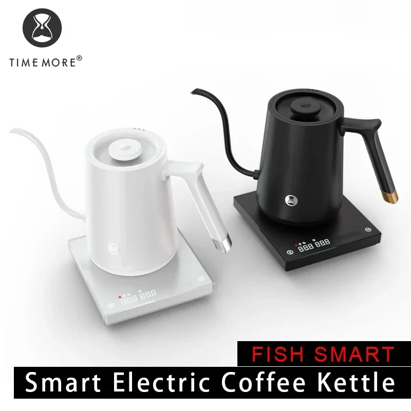 TIMEMORE Fish Smart Electric Coffee Kettle Gooseneck 600ml 220V Flash Heat Temperature Control Pot for Kitchen