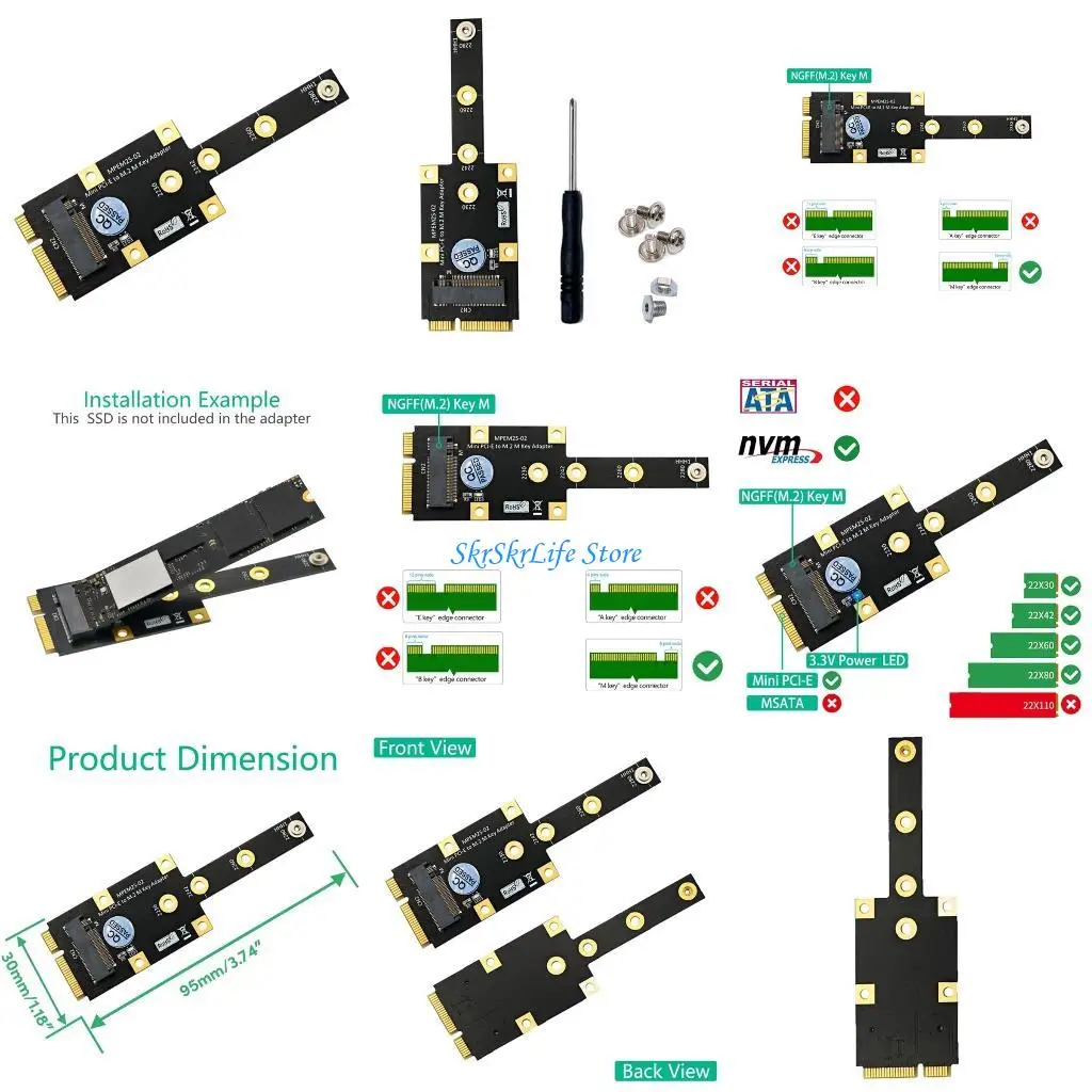 

E65E Mini PCIEXPRESS в M.2 M M -преобразователь -конвертеры.