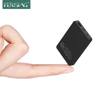 FERISING Slim Mini Power Bank 5000mAh Portable PowerBank 5000 mAh USB Typc C PoverBank…