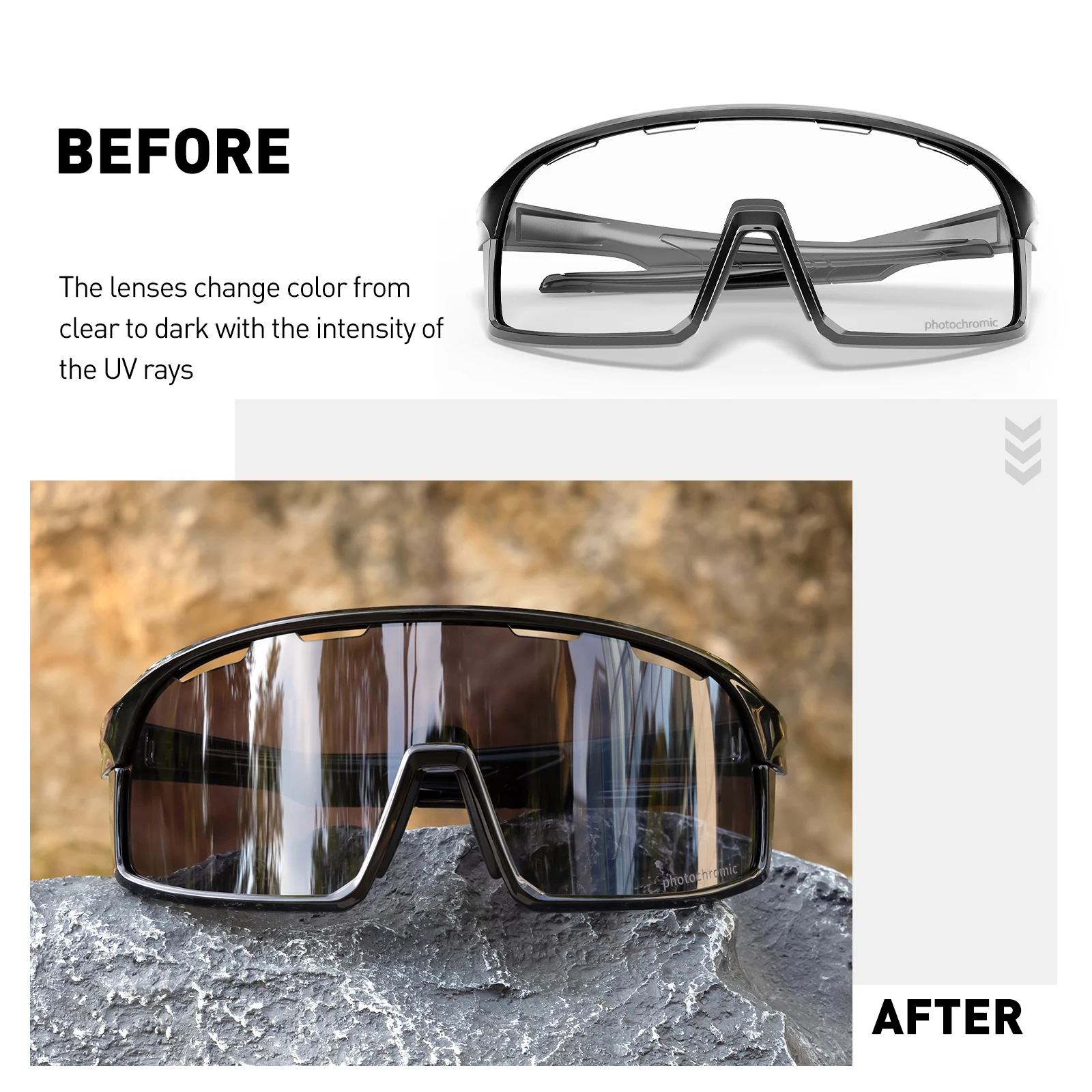 แว่นกันแดดเปลี่ยนสี SCVCN สำหร - Mountain Biking Sunglasses บทวิจารณ์และราคา