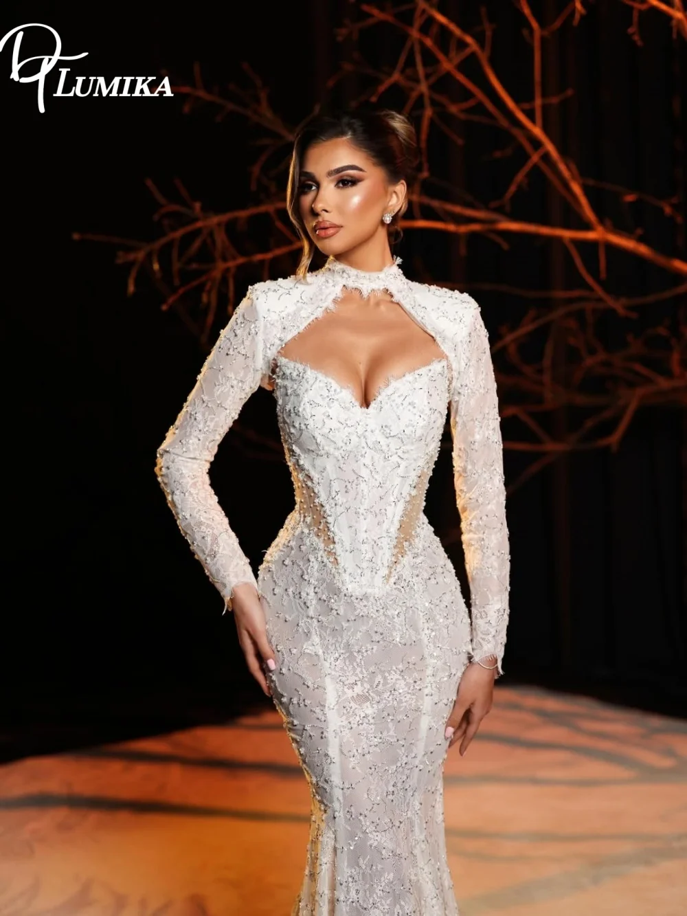 

Illusion High Neck Mermaid Wedding Dress 2026 Sultry Long Sleeve Bridal Gown For Bride Customized Court Train Vestido De Novia