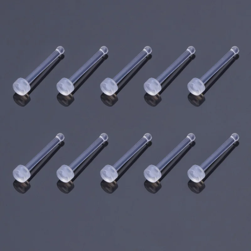 10-100 Stück klare Acryl-Nasenring-Bolzen, transparent, unsichtbar, gerade, Nasenloch, Ohrpiercing, verhindert Allergien, Halterung, Körperschmuck – Detail 12