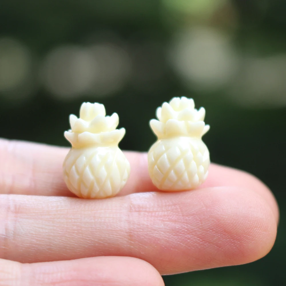 10 Stück 10 mm * 15 mm künstliche Korallenperlen, 3D-schöne Ananasperlen, beige Farbe, für Schmuckherstellung, Armband, Halskette, Basteln, DIY – Detail 6