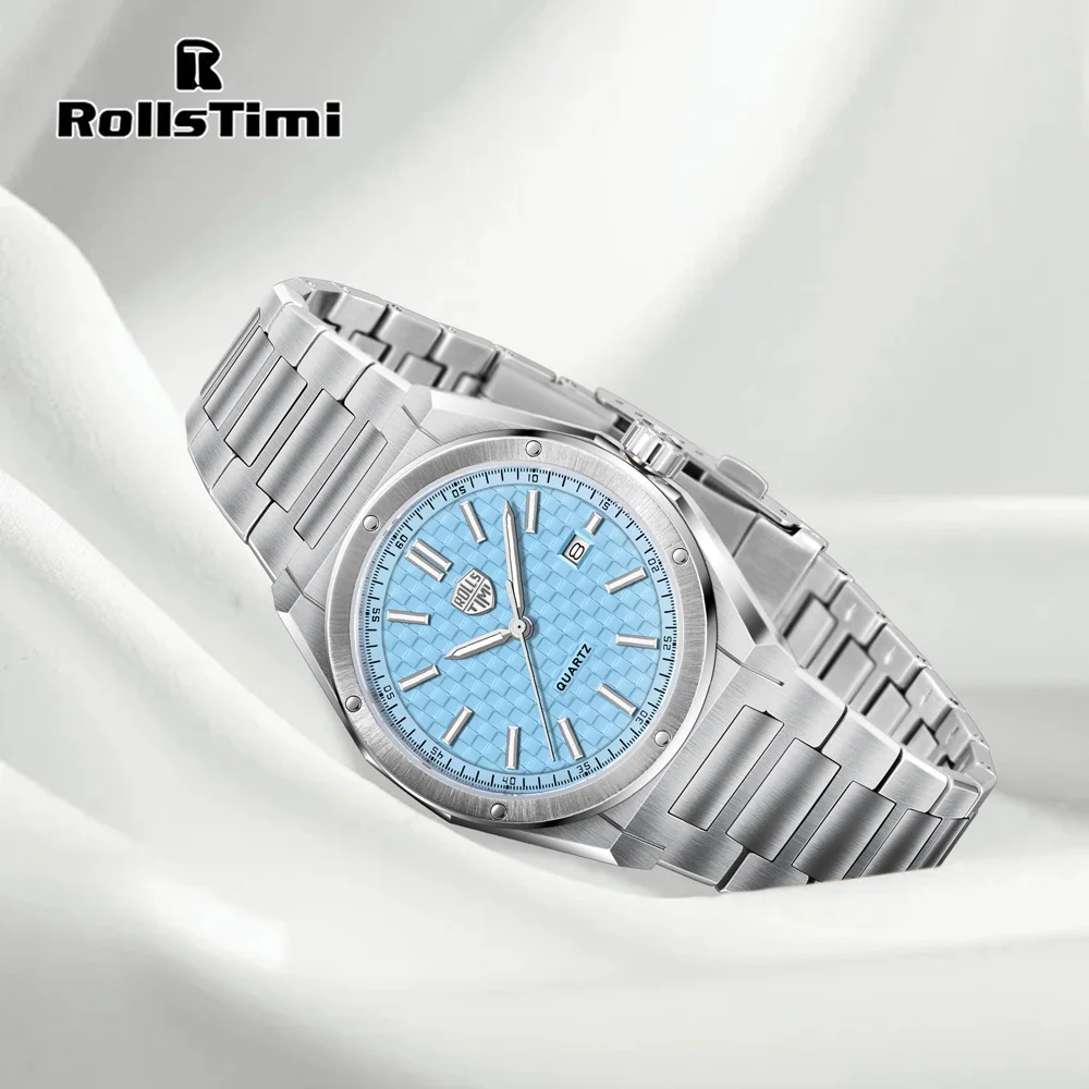 2025 Neue Top-Marke Gewebte Herrenuhr Rollstimi Luxus-Quarzuhr für Männer Wasserdicht AR-Saphirkristall Edelstahl-Armbanduhr