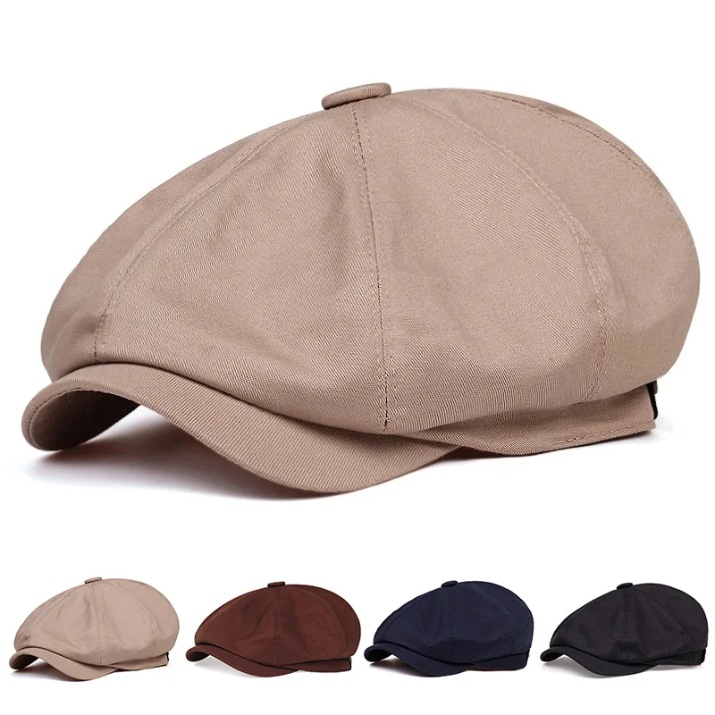 

Cotton beret men's retro duckbill hat women's fashionable casual octagonal hat men's curved brim sun hat men's style