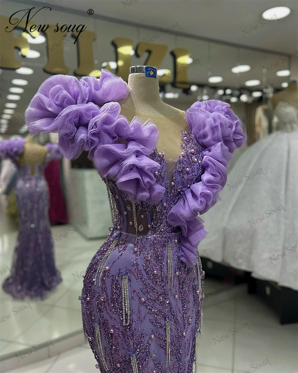 Vestido De Noite Frisado Roxo Para Mulheres, Cristais Em Camadas, Vestido De Celebridades, Árabe, Festa De Dubai, Vestido De Noivado