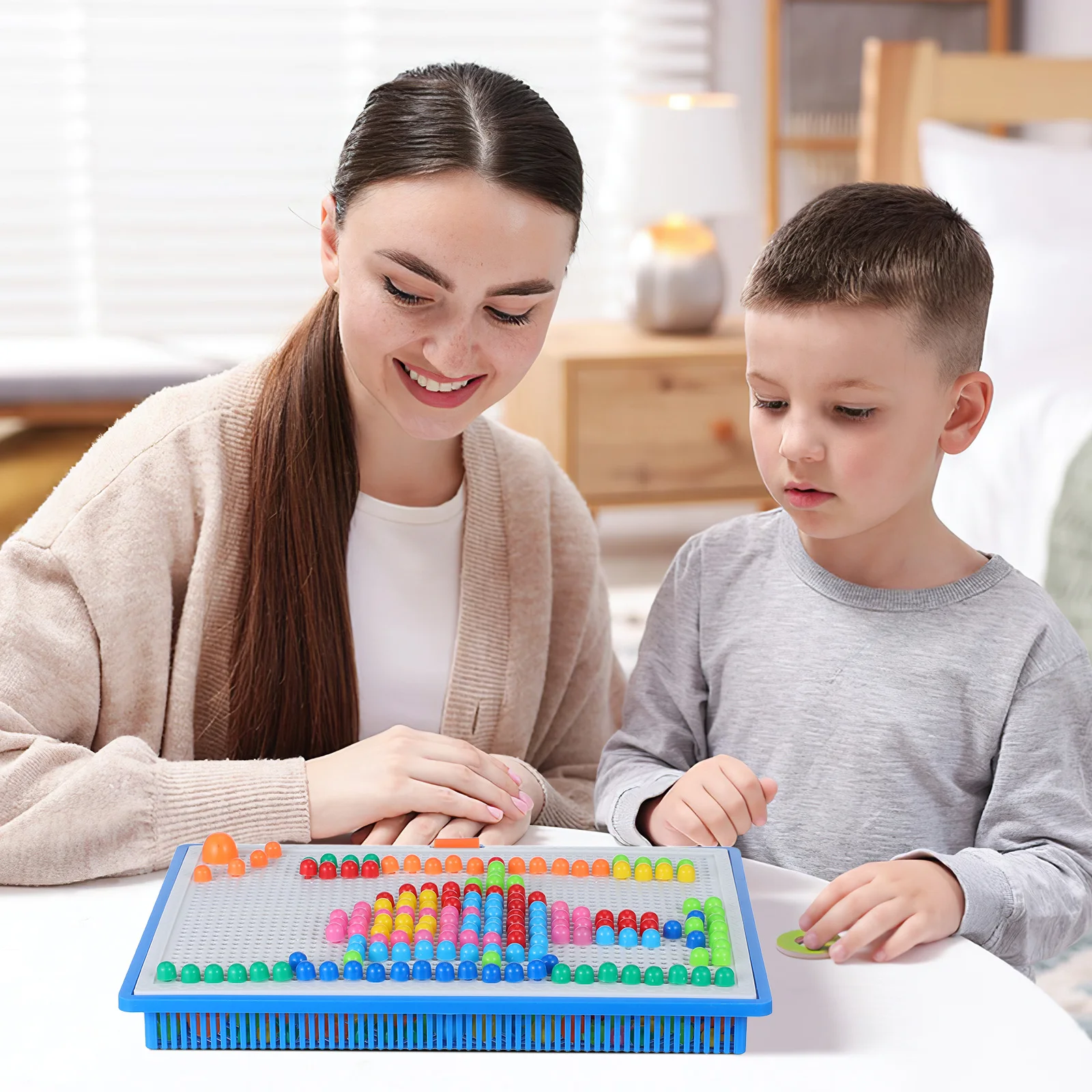 

296Pcs Creative Mosaic Pegboard Activity Set for Children Motor Skill Development Logic Thinking DIY Learning with Letters