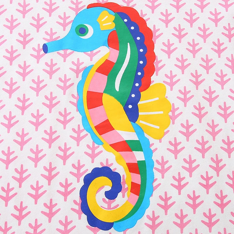 Детская одежда Little maven для маленьких девочек, новинка 2023 года, летняя детская одежда, корейская детская одежда, футболки с рисунком морского конька