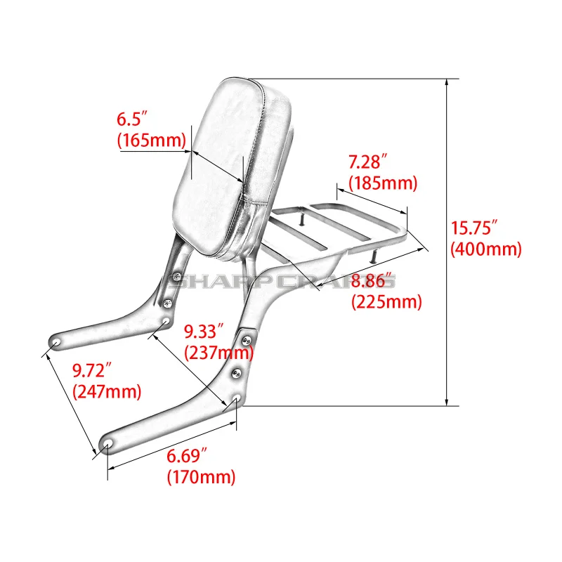 For Honda Rebel 250 CMX250 CMX250C CA250 Motorcycle Accessories Passenger Backrest Sissy Bar With W/ Luggage Rack