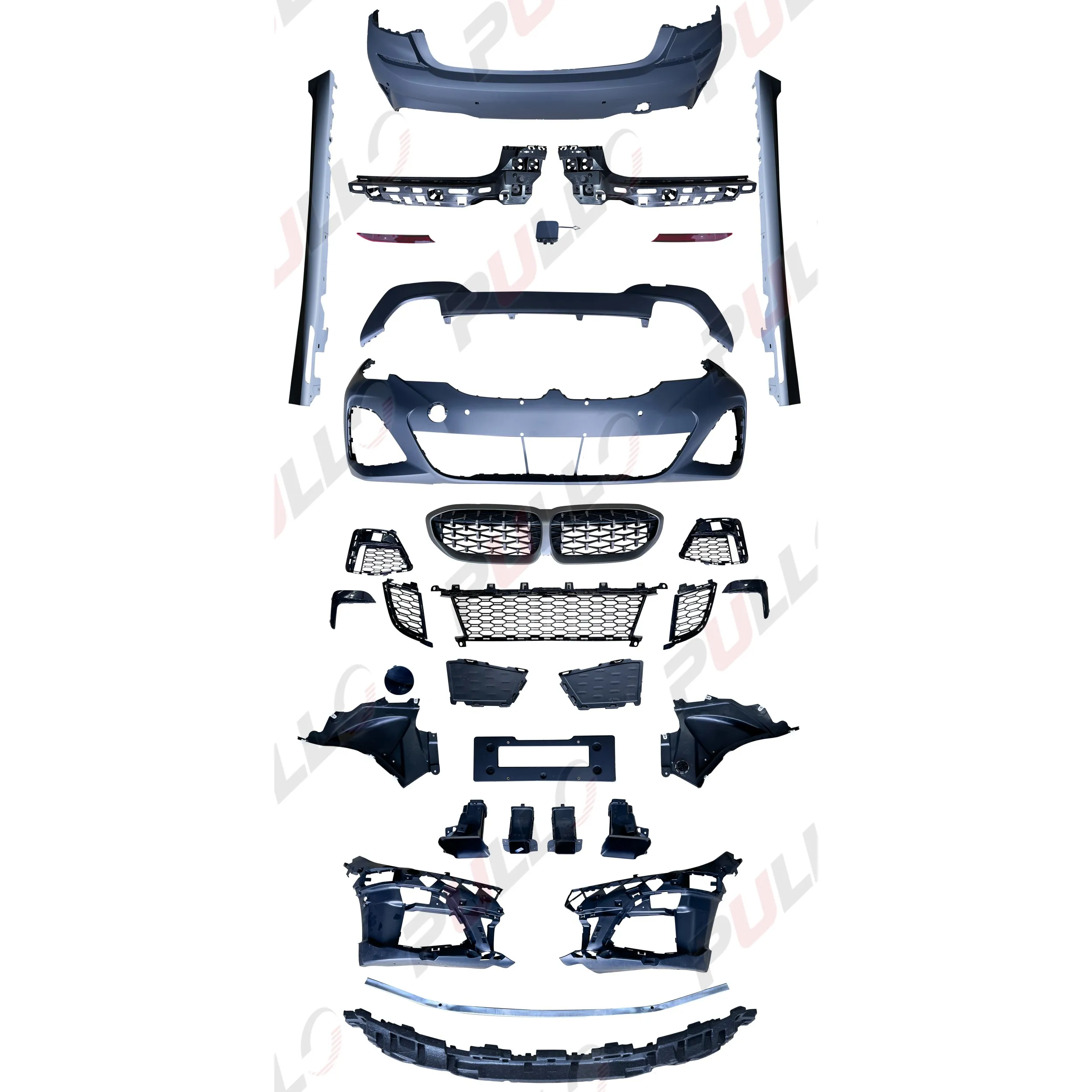 

For BMW 3 Series G20 20-22 Upgrade To MT Body Kit, Polypropylene Material Wide Front and Rear Bumpers with Grille Side Skirts