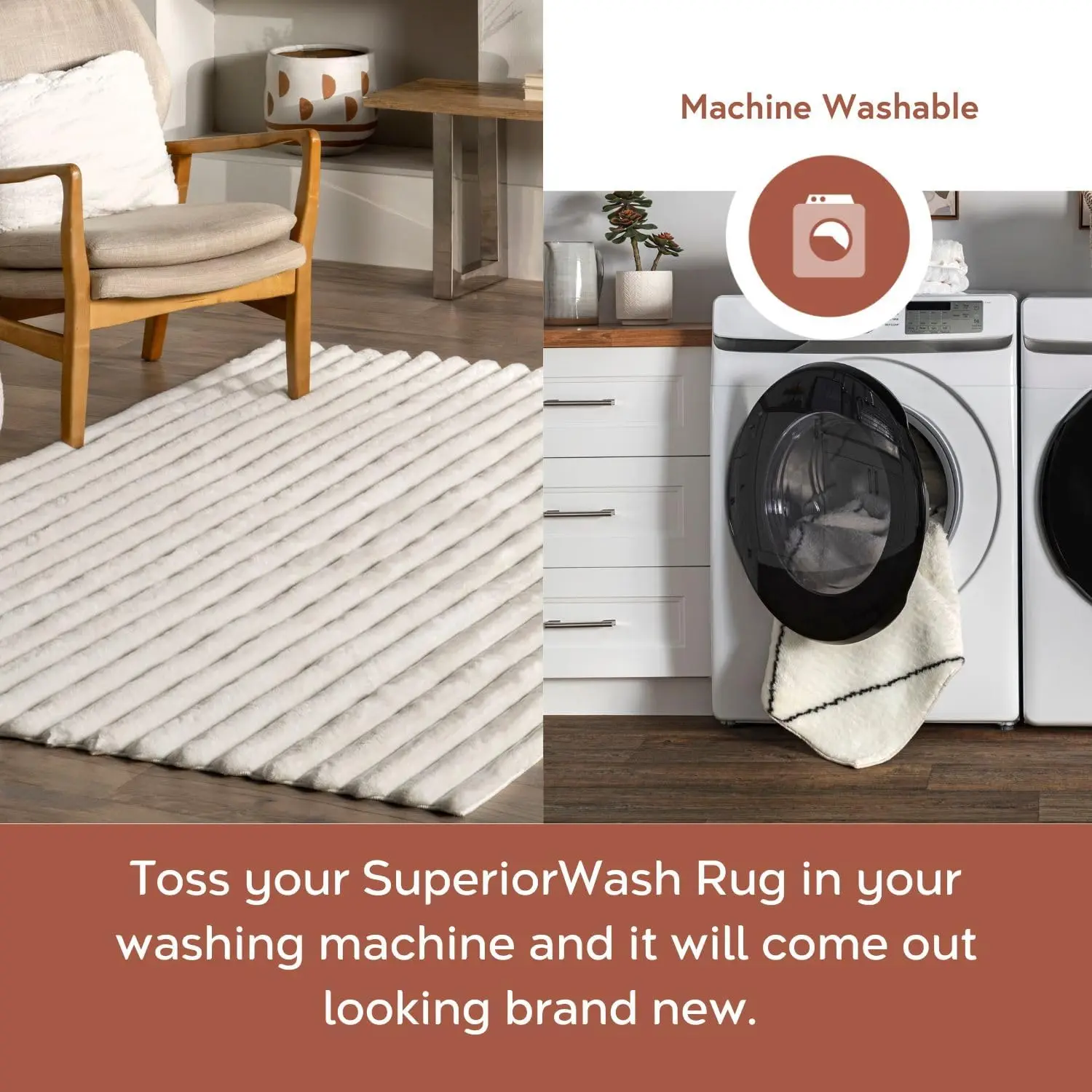 

5' x 8' Cozy Plush Area Rug, Machine Washable, Non-Slip, Soft Fluffy Shag Carpet for Living Room Nursery Home Decor, Kai White