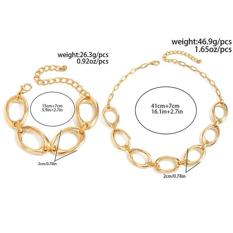 PuRui الشرير ريترو غير النظامية الجوف خارج القطع الناقص قلادة أساور مجموعة 2026 موضة جديدة مجوهرات الحفلات اكسسوارات للنساء هدايا #5