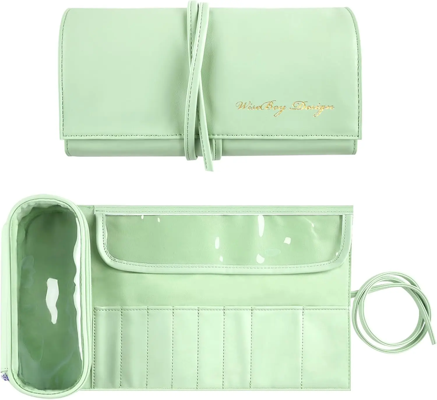 

Makeup Brush Bag, Travel Makeup Brush Organizer, Cosmetic Bags Roll Up Brush Storage Bag with Transparent Waterproof Makeup Bru