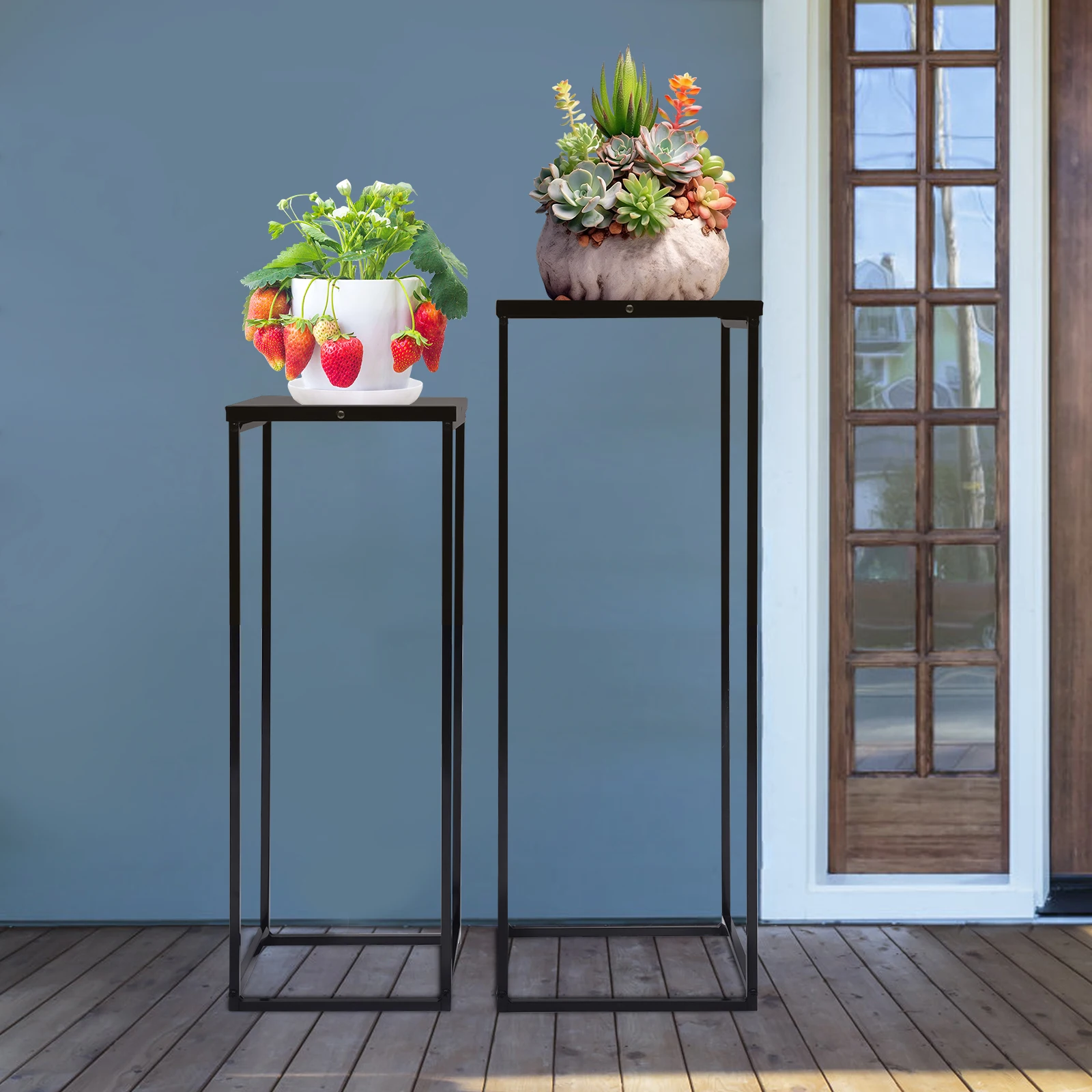 Набор из 2 предметов, черная стойка для цветов, домашний светильник, роскошная железная стойка для цветочных горшков, домашняя гостиная, напольная декоративная стойка для хранения