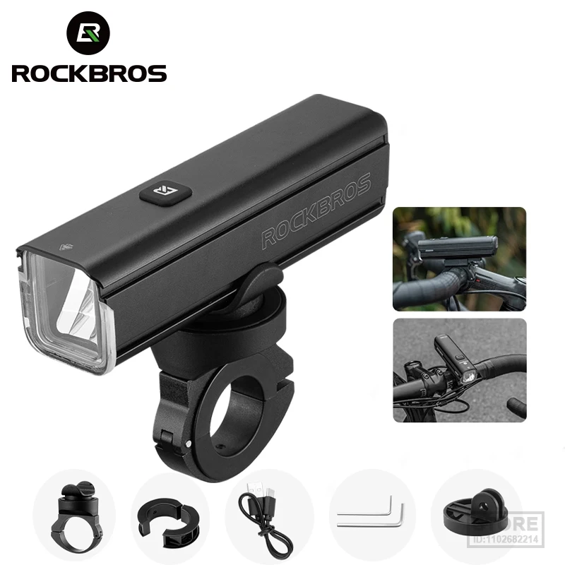 

ROCKBROS Bicycle Light 1000LM 4500mAh Bike IPX6 Flashlight Aluminum Front Lamp Type-C Charging MTB Road Cycling Highlight