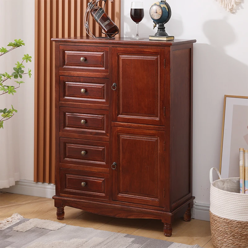 chest of drawers Solid wood dining side cabinet Living room against the wall Small cabinet Bedroom storage Storage locker Househ image 3
