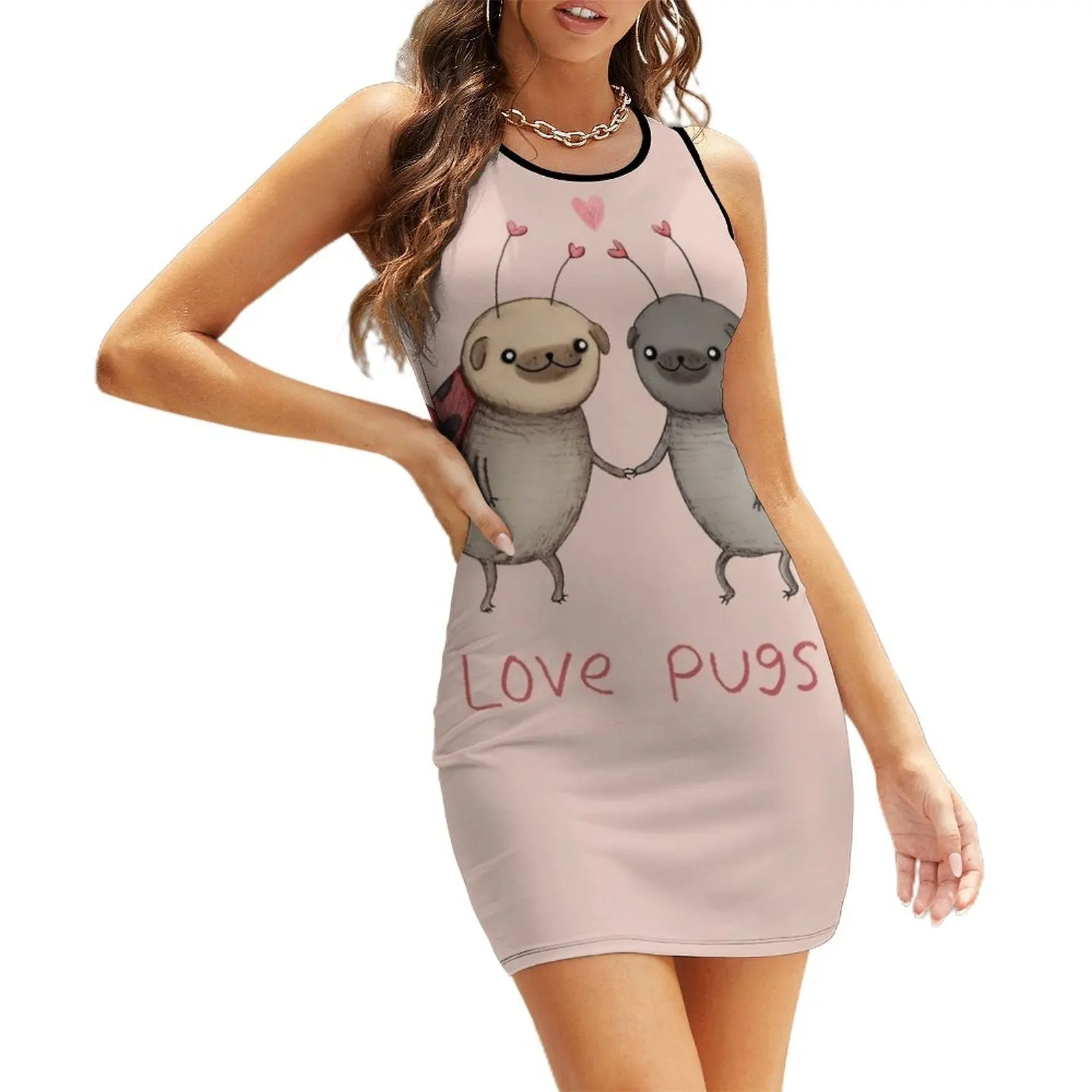 

Love Pugs Sleeveless Sundress dress women summer chic and elegant woman dress womens clothing elegant party dress for women 2025