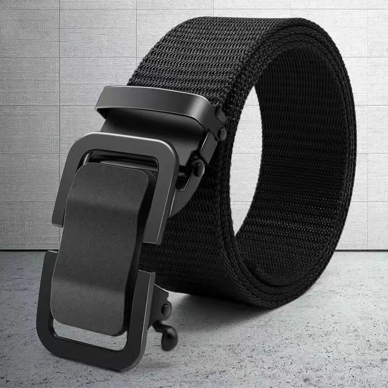 

Men's Belt Automatic Metal Buckle Imitation Nylon Webbing Outdoor Work Belt Toothless Automatic Buckle Casual Sports Canvas Belt