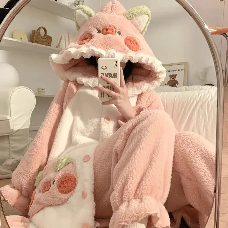 

Прекрасная пижама-копилка, зимний халат, одежда для сна, домашняя одежда, домашняя одежда, халат, удобная мягкая теплая пижама, подарок на вечеринку, каваи