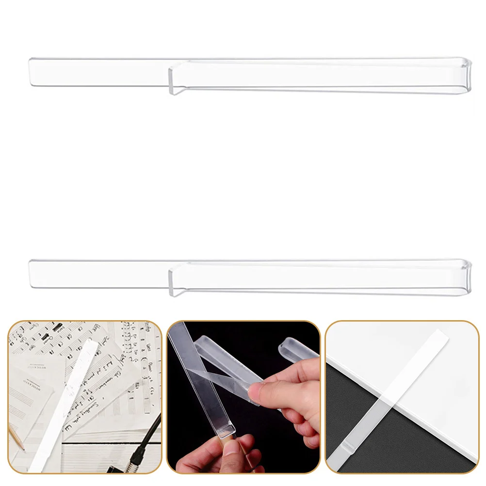 

2pcs Acrylic Transparent Music Score Clip For Piano Book Reading Sheet Holder Smooth Edge Durable Use Music Book Clamp