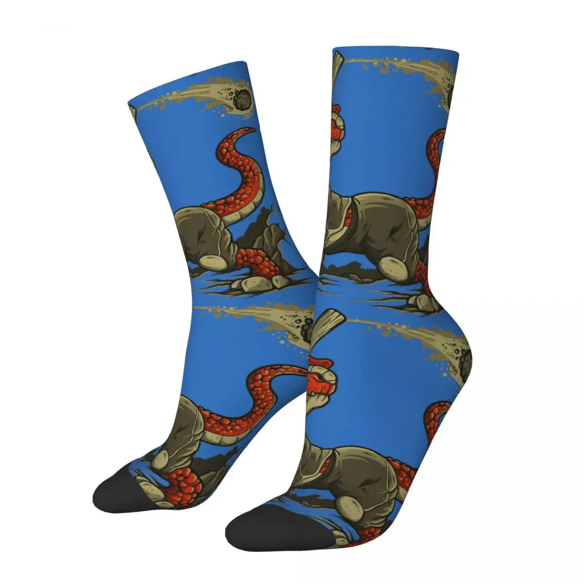 Hip Hop Retro Fight The Asteroid Crazy Men's compression Socks Unisex Dinosaur Dinosauria Animal Harajuku Seamless Crew Sock