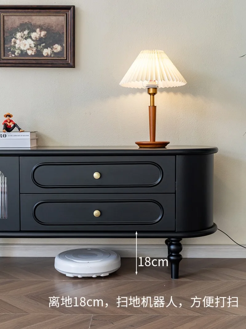 خزانة تلفزيون من الخشب الصلب، تخزين وتخزين فرنسية عالية الطابق، شقة صغيرة متكاملة، غرفة المعيشة، طاولة القهوة المنزلية، التلفزيون #5