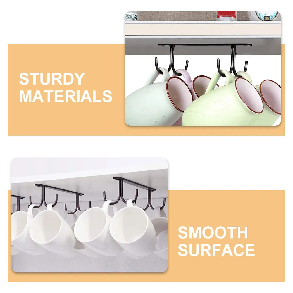 

3Pcs Under Cabinet Mug Rack Metal Cup Holder Coffee Cup Hanger Kitchen Storage Organizer Space Saving Under Cabinet Mug Rack