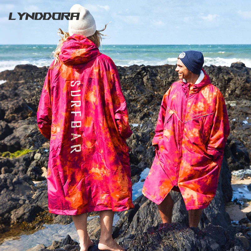 

Waterproof Surf Changing Robe Outdoor Coat Lamb Wool Jacket Hooded Cloak Beach Surfing Pool Lining Anorak Raincoat Unisex Bath