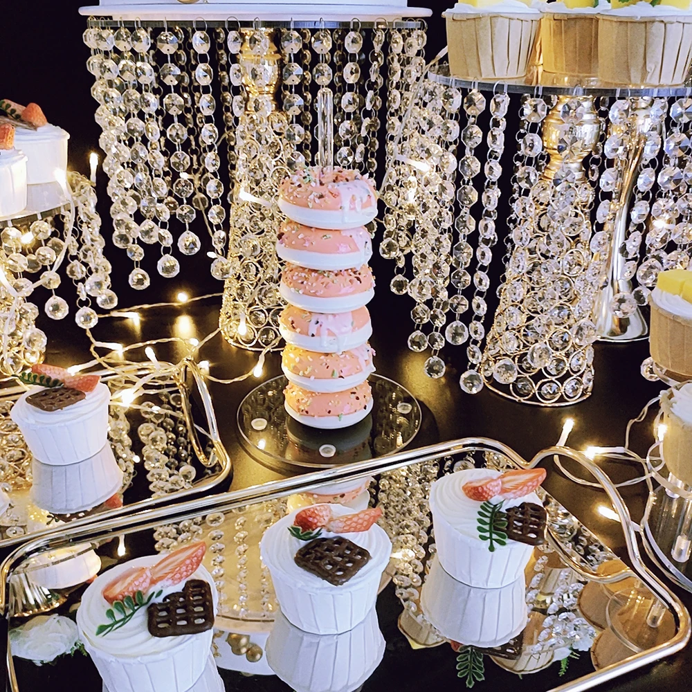3Pcs-12Pcs/lot Cake Stands Metal Cupcake Holder,Fruits Dessert Display Plate Clear for Baby Shower Wedding Party Celebration