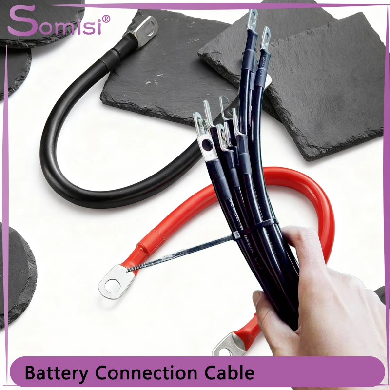 

Battery Cable 10/20/50/100CM 8 6 4 AWG Stranded RV Pure Copper Wire with M8 Tinned Copper SC Terminal Lug for Inverter Car Solar