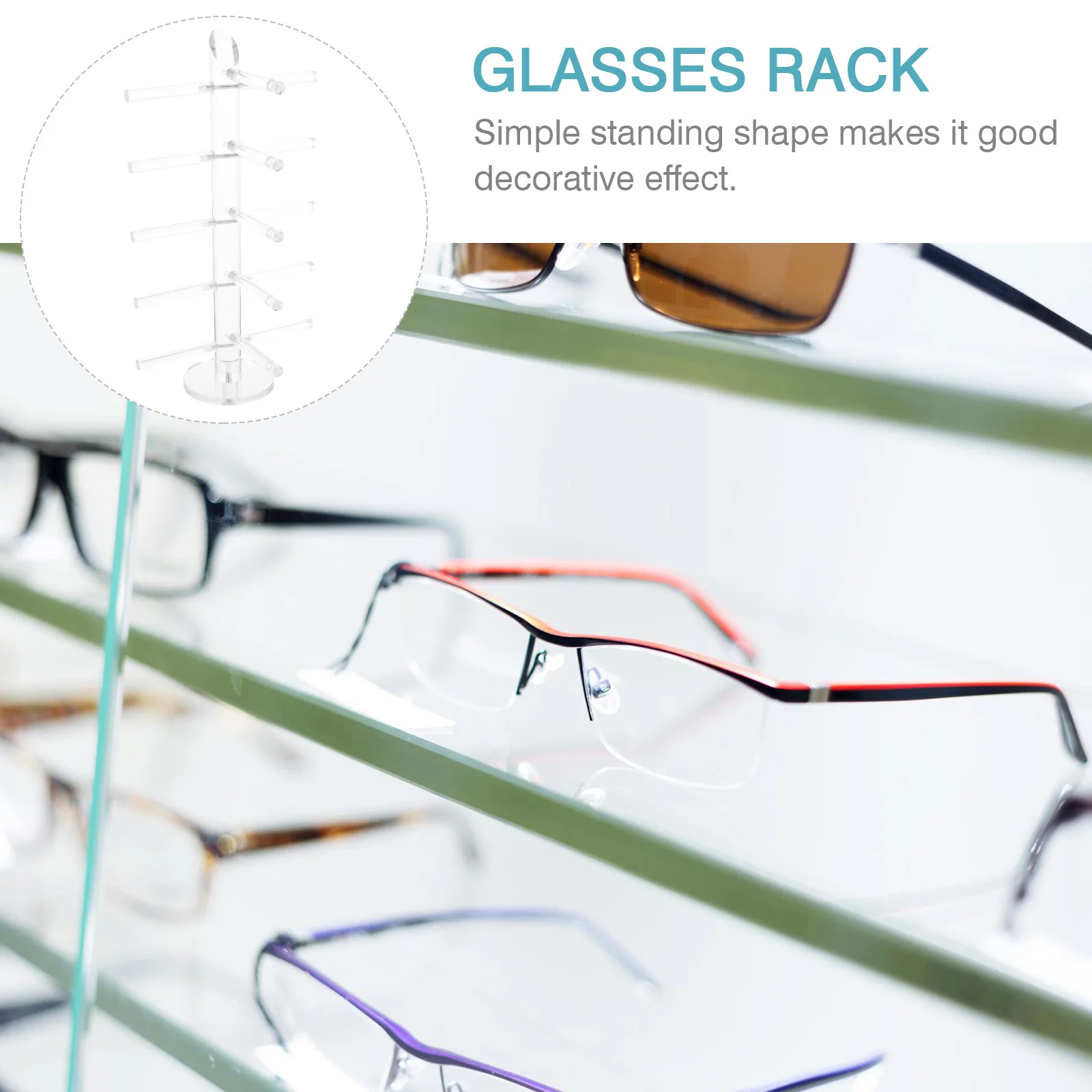 

Transparent Eyeglasses Rack Acrylic Sunglasses Display Stand Sturdy Structure No Burrs Perfect for Showcase Counter