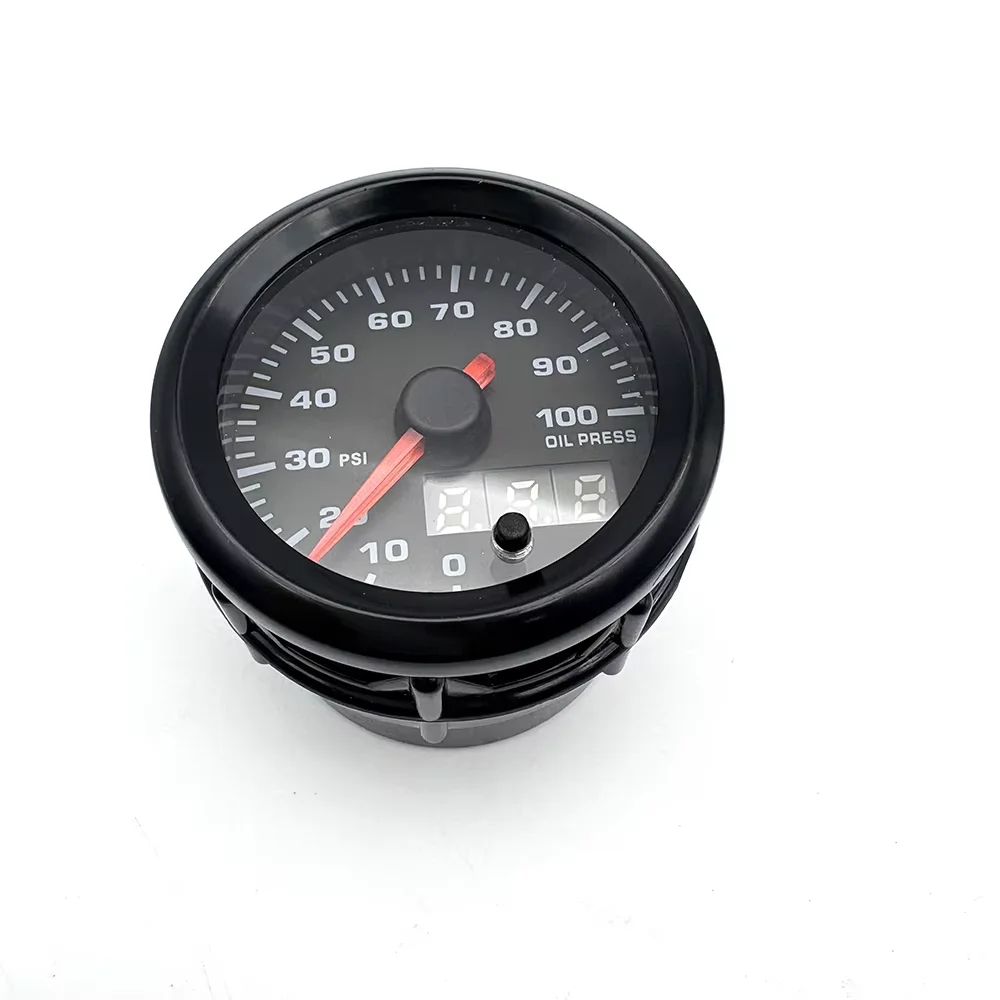 12V 52mm 2Inch Oil Pressure Gauge 7 Color Backlight Pointer LCD Dual Display Auto Oil Press Meter with Sensor